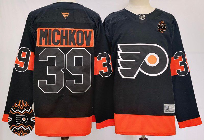 Men Philadelphia Flyers #39 Michkov Black Fanatics 2025 NHL Jersey style 3